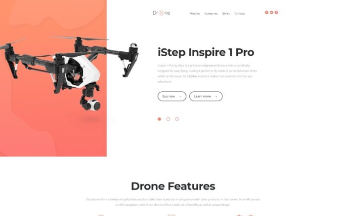 Drone - Electronics Clean HTML Bootstrap Açılış Sayfası Şablonu