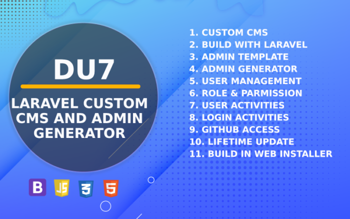 Du7 Laravel cms ve Admin Generator