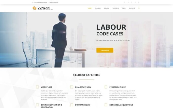 Duncan - Duyarlı Avukat Şirketi WordPress Teması