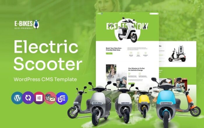 E-Bike - Elektrikli Araç ve Şarj İstasyonu Çok Amaçlı WordPress Elementor Teması