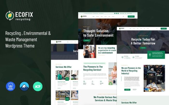 Ecofix - Geri Dönüşüm Hizmetleri ve Atık Yönetimi Wordpress Teması