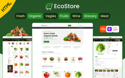 EcoStore - Çevrimiçi Bakkal & Organik Gıda HTML Web Sitesi Şablonu