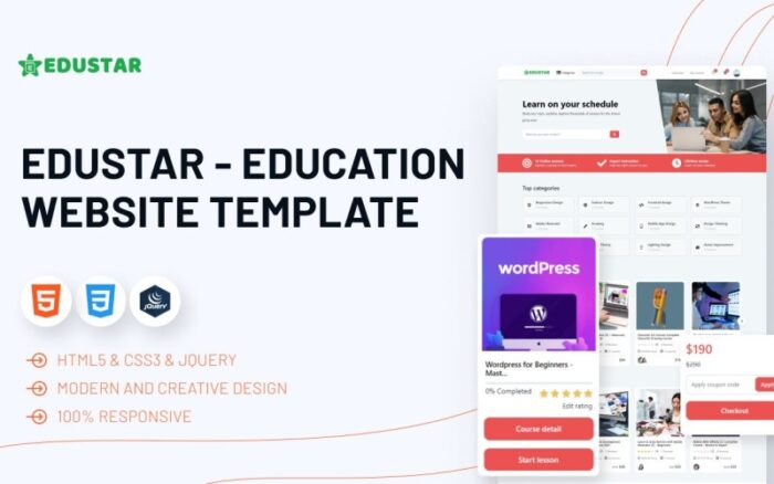 Edustar - Eğitim Web Sitesi Şablonu