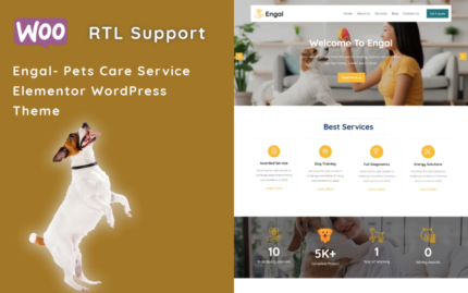 Engal - Evcil Hayvan Bakım Hizmeti Elementor WordPress Teması