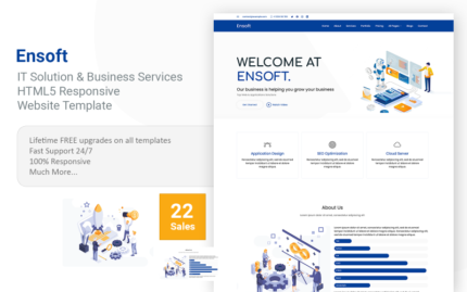 Ensoft - BT Çözümleri ve İş Hizmetleri Çok Amaçlı Responsive Web Sitesi Şablonu