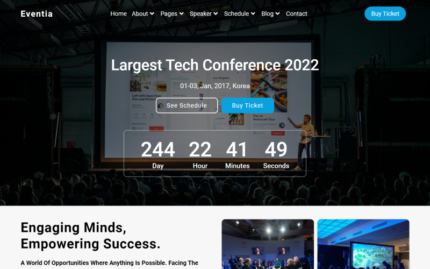 Eventia - Etkinlik ve Konferans React Web Sitesi Şablonu
