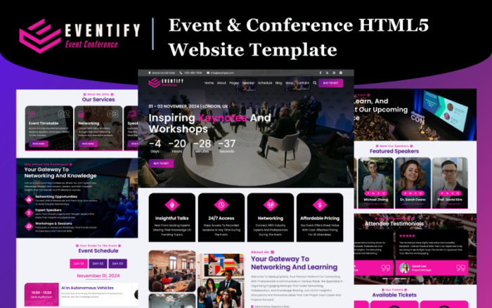 Eventify - Etkinlik ve Konferans HTML5 Web Sitesi Şablonu