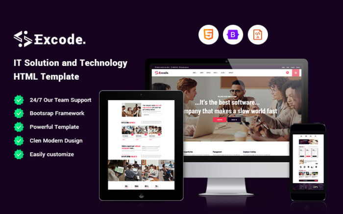 Excode - BT Çözümü ve Teknoloji Web Sitesi Şablonu