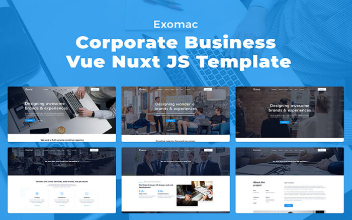 Exomac - Kurumsal İş Vue Nuxt JS Web Sitesi Şablonu