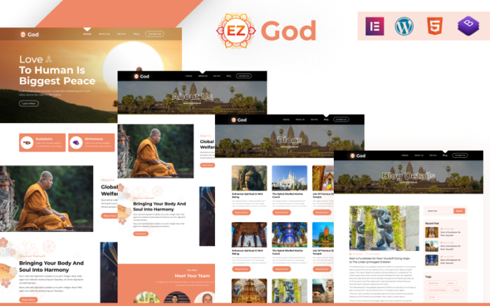 EZ God: Kapsamlı İbadet ve Dini Hizmetler WordPress Teması