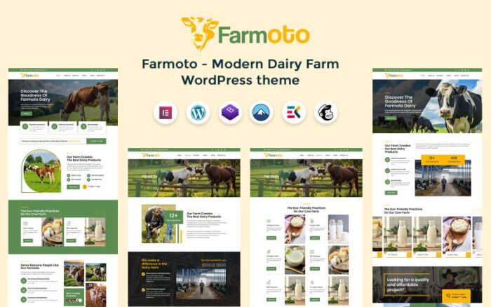 Farmoto - Modern İnek ve Süt Çiftliği Wordpress Teması