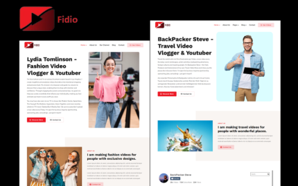 Fidio - Youtuber, Video Maker ve Video Düzenleyici Portföyü Duyarlı HTML Web Sitesi Şablonu