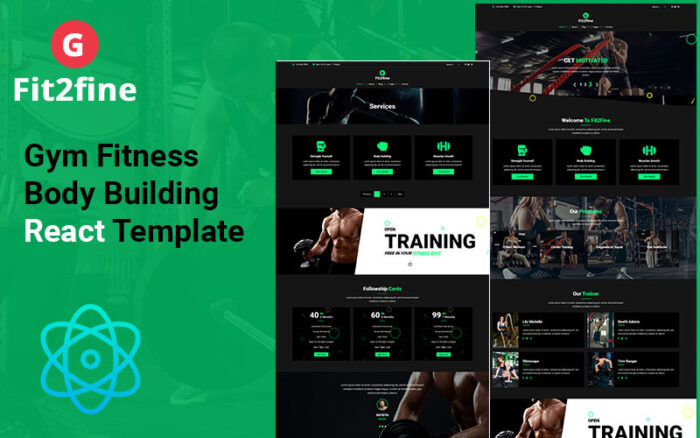 Fit2Fine - Fitness Club React Web Sitesi Şablonu