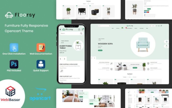 Floorsy - Mobilya Mağazası OpenCart Şablonu