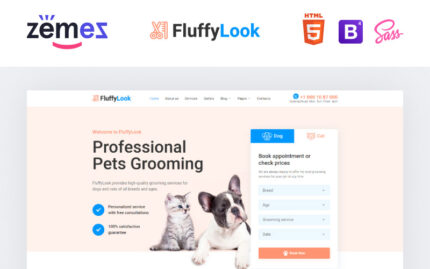 FluffyLook - Evcil Hayvan Bakım Salonu Web Sitesi Şablonu