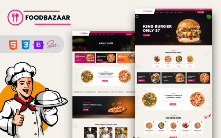 FoodBazaar - Hızlı Yiyecekler ve Restoranlar HTML5 Şablonu