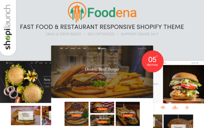 Foodena - Fast Food & Restaurant Duyarlı Shopify Teması