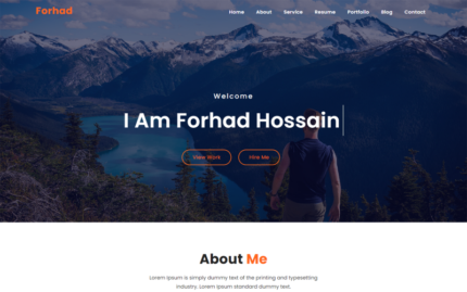 Forhad Kişisel Portföy HTML5 Açılış Sayfası Şablonu