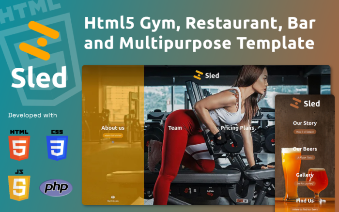 Fotoğrafçılık, Çiçekçi, Cadılar Bayramı, Spor Salonu, Restoran ve Çok Amaçlı Web Sitesi Şablonu için Sled Html5