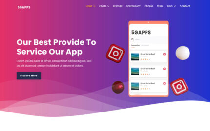 5gapps - Çok Amaçlı Uygulama Web Sitesi Şablonu