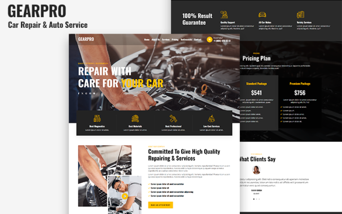 Gearpro - Araba Tamiri ve Oto Servisi HTML5 Açılış Sayfası Şablonu