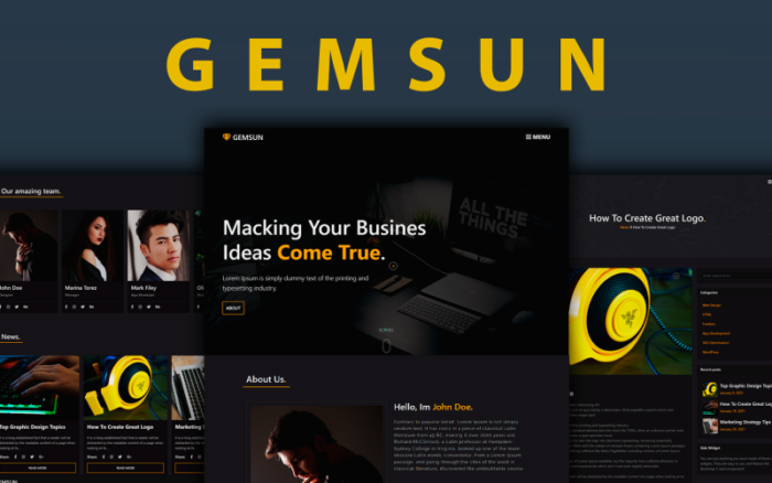 Gemsun - Yaratıcı Portföy HTML Şablonu