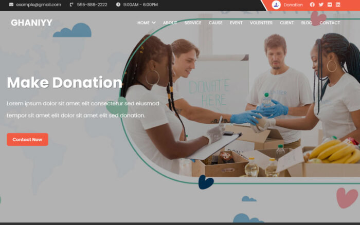 Ghaniyy - Yardım ve Bağış Tek Sayfa HTML Açılış Sayfası Şablonu