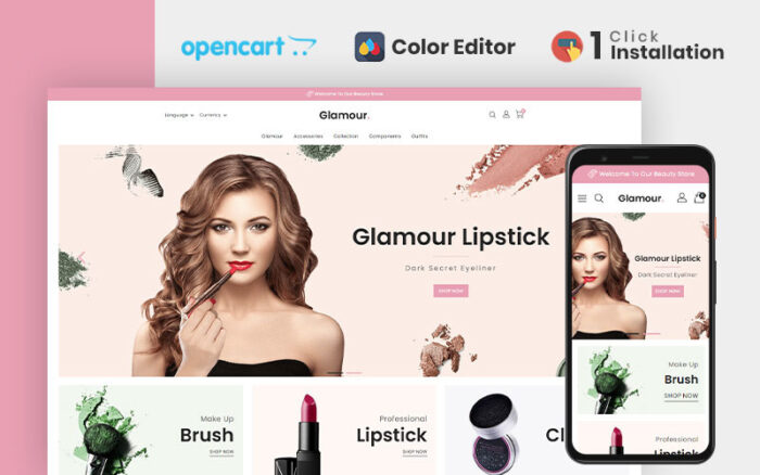 Glamour Cosmetics Store OpenCart Şablonu