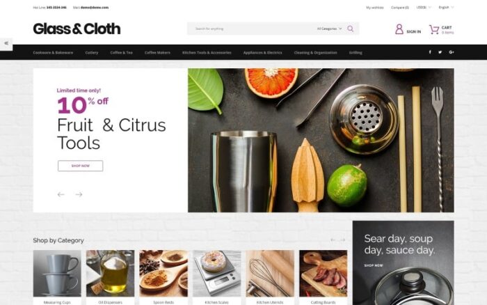 Glass and Cloth - Dishes Store PrestaShop Teması