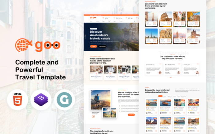 Goo Travel - Seyahat Rezervasyonu ve Acente Web Sitesi Şablonu