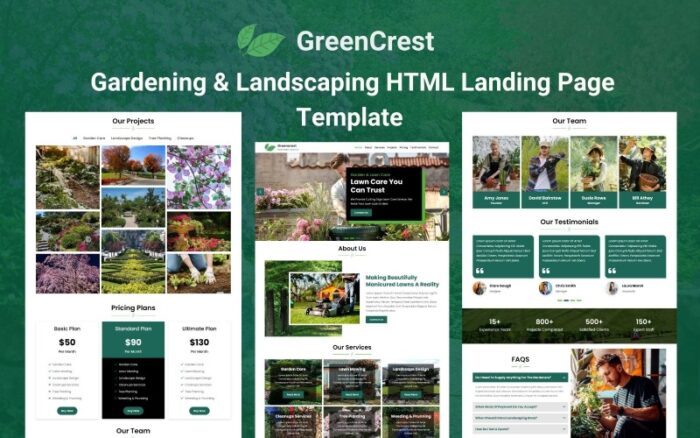 Greencrest - Bahçe ve Peyzaj HTML5 Açılış Sayfası Şablonu