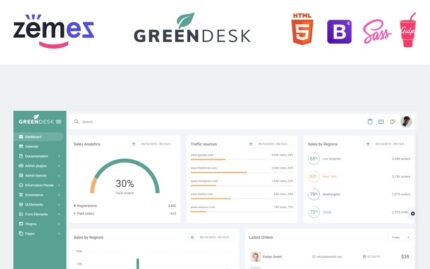 GreenDesk - Çok Amaçlı Duyarlı Temiz Pano Yönetici Şablonu