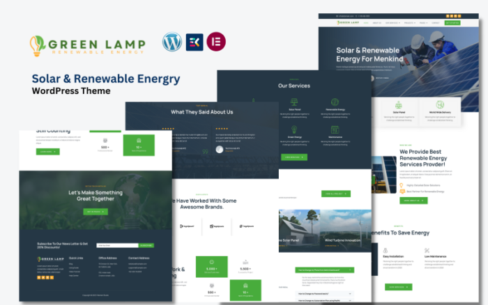 GreenLamp - Güneş Enerjisi ve Yenilenebilir Enerji WordPress Teması