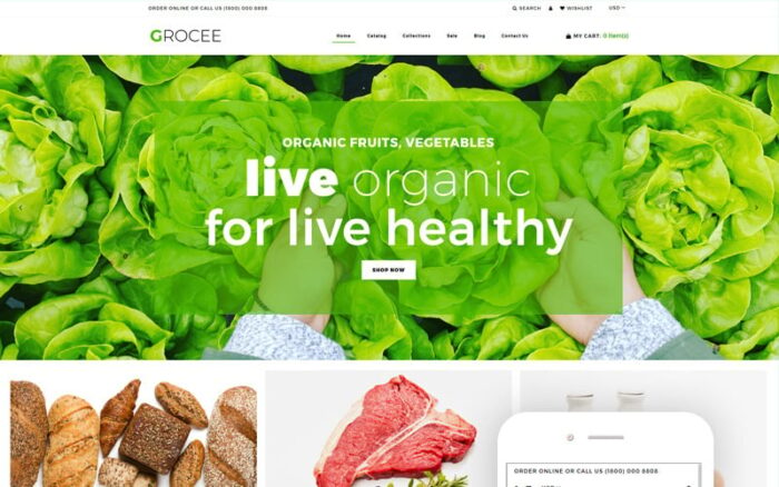 GROCEE - Food Store Multipage Clean Shopify Teması