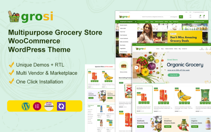 Grosi - Bakkal WooCommerce WordPress Teması