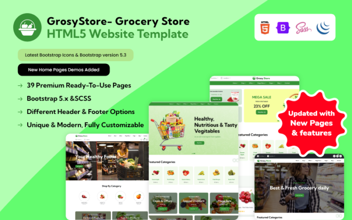 GrosyStore- Bakkal HTML5 Web Sitesi Şablonu