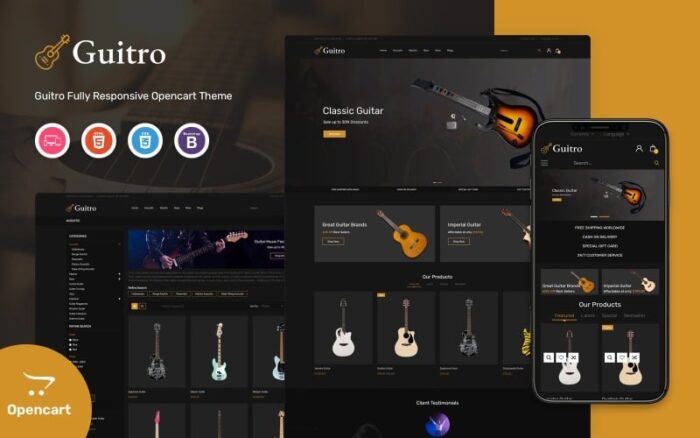 Guitro - Müzik OpenCart Şablonu