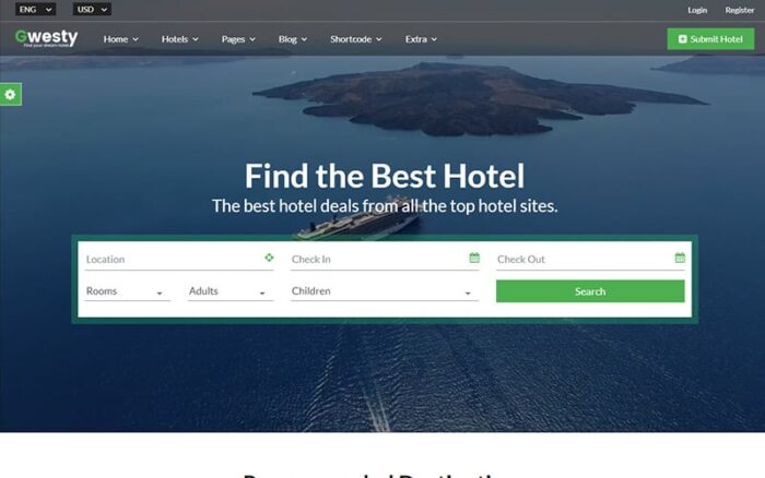 Gwesty - Otel Rezervasyonu Web Sitesi Şablonu