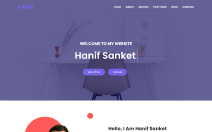 Hanif Kişisel Portföy HTML Açılış Sayfası Şablonu