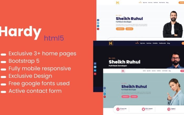 Hardy Portföy Önyükleme HTML Açılış Sayfası Şablonu.