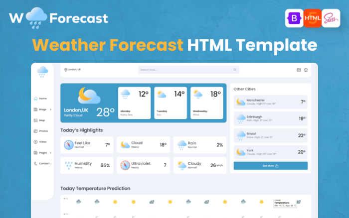 Hava Durumu Tahmini - Kapsamlı Hava Durumu Tahmini Duyarlı HTML Bootstrap Şablonu