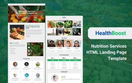 HealthBoost - Beslenme Hizmetleri HTML Açılış Sayfası Şablonu