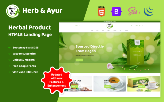 Herb&Ayur - Bitkisel Ürün HTML5 Açılış Sayfası