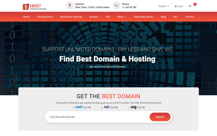 Hostone - Alan Adı ve Hosting Responsive Web Sitesi Şablonu