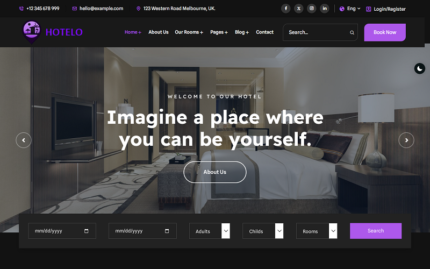 Hotelo - Otel, Tatil Köyü, Motel HTML ve Bootstrap Duyarlı Web Sitesi Şablonu