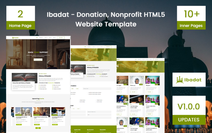 Ibadat - Bağış, Kâr Amacı Gütmeyen HTML5 Web Sitesi Şablonu