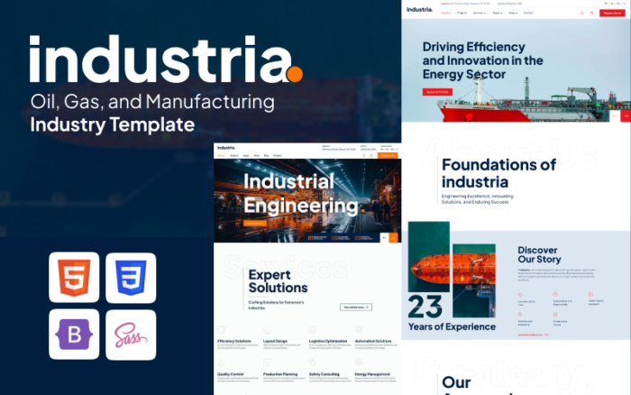 Industria - Modern Petrol, Gaz ve Endüstri Mühendisliği Bootstrap 5 ve HTML5 Şablonu