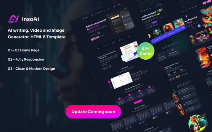 InsoAi - Yapay Zeka yazma, Video ve Görüntü Oluşturucu HTML5 Şablonu.