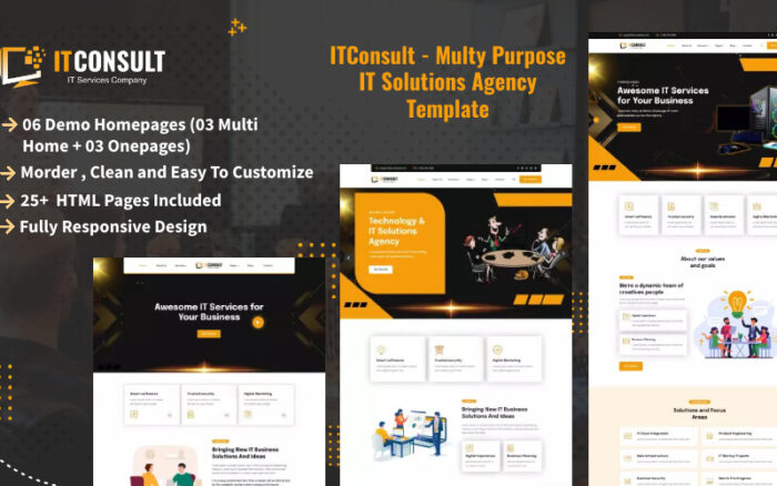ITConsult - Çok Amaçlı BT Çözüm Ajansı HTML Şablonu