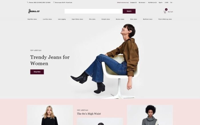 Jeans.co - Kot Çok Sayfalı Zarif OpenCart Şablonu